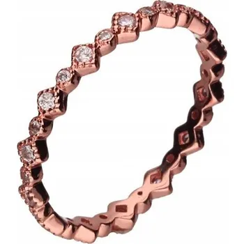 Prsten Stříbrný Pozlacený Prstýnek se Zirkony Zlacený Prsten Růžové Zlato Velikost 17