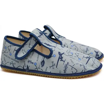 Chlapecká obuv Barefoot bačkory BEDA BF 060010/W/OP letadla Velikost: 33