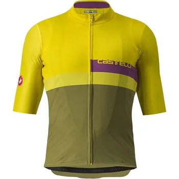 cyklistický dres dres Castelli A Blocco Jersey Passion Fruit/Amethist-Green XXL