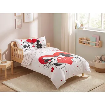 Textilomanie Dětské bavlněné povlečení MICKEY & MINNIE LOVE bílé 140 x 200, 70 x 90 cm zipový uzávěr