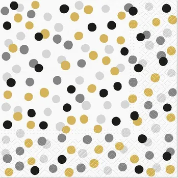Papírový kapesník Paw Ubrousky PAW Dekor L (20ks) Confetti Dots gold-black 615452