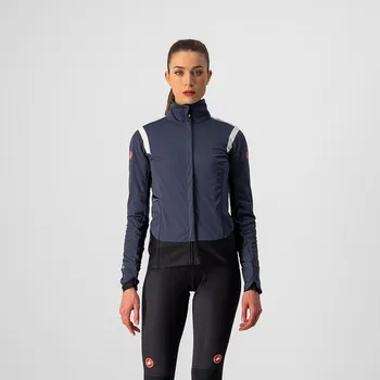 Cyklistická bunda dámská bunda Castelli Alpha Ros 2 W Jacket Dark Steel Blue/Soft Pink-Soft Pink M