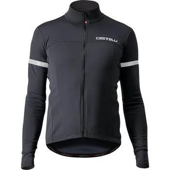 cyklistický dres dres s dlouhým rukávem Castelli Fondo 2 Jersey FZ Light Black/White XXL