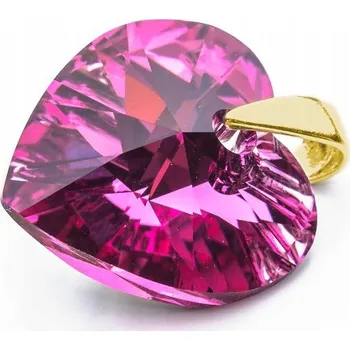 Přívěsek Přívěsek stříbrný 925 pozlacený s krystaly Swarovski Srdce 14mm Rose CAL