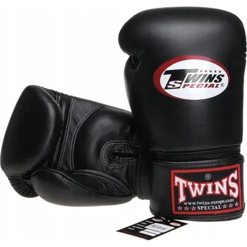 Boxerské rukavice Boxerské rukavice Twins Special BG-N Muay Thai černé kožené 16 OZ