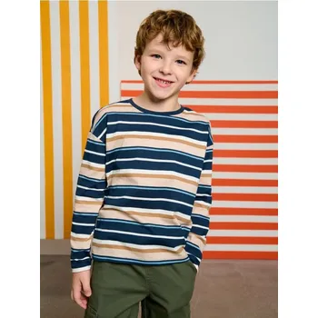 Chlapecké tričko Sinsay - Bavlněné pruhované tričko - námořnická modrá - 113HO-59X - 113HO-59X-128