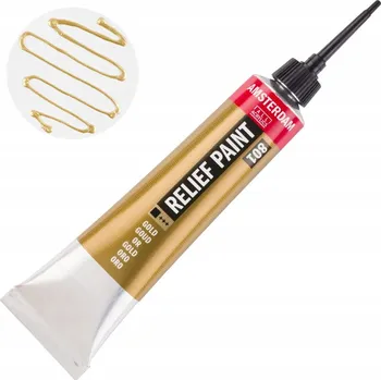 Speciální výtvarná barva Reliéfní Barva na sklo Amsterdam 801 zlatá 20 ml