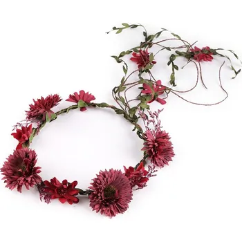 Čelenka Květinový věneček do vlasů - 3 granátová