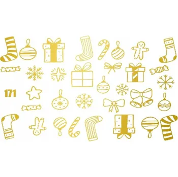 Umělé nehty NehtyShop Zlaté vánoční motivy na nehty G-171