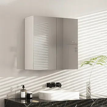 Koupelnový nábytek Koupelnová skříňka se zrcadlem nad umyvadlem 2 dveře bílá moderní