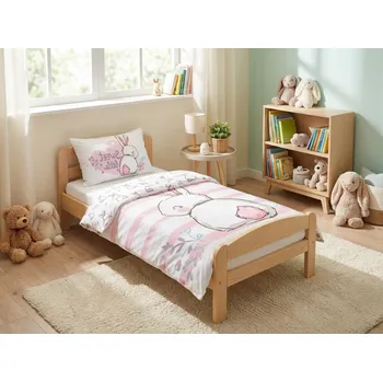 Bavlněné povlečení do postýlky BUNNY SWEET bílé Rozměr povlečení: 40 x 60 cm | 100 x 135 cm, polštář 40 x 60 cm, peřinka 100 x 135 cm, gramáž 110 g/m2