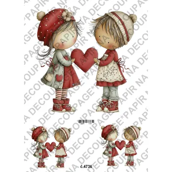 Umělecký papír Rýžový a soft papír na decoupage - Valentýnky - KB4736 Materiál: Soft, Rozměr: A4