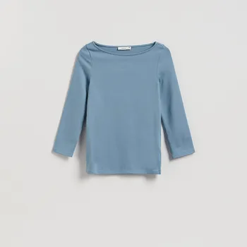 Dámské tričko Reserved - Bavlněné tričko s dlouhými rukávy - bleděmodrá - 038HT-05X - 038HT-05X-XXL