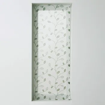 Blancheporte Vitrážová záclona s motivem listů a zakončením poutky zelená 45x90 cm