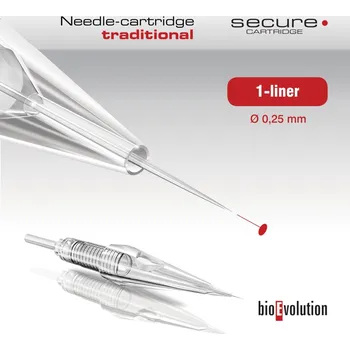 Tetovací jehla 1 Liner 0,25 Cartridge BioEvolution SECURE tradiční jehla
