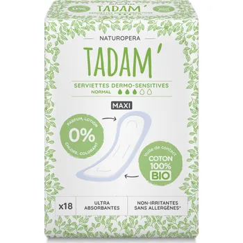 Intimní hygienický prostředek TADAM Dermo sensitivní vložky z BIO bavlny, maxi normal, 18 ks Šetrná a pohodlná ochrana