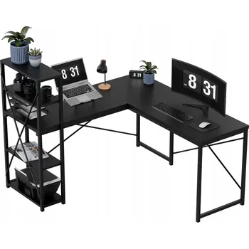 Psací stůl Rohový psací stůl s policemi Mark Adler Leader 5.9 Černý