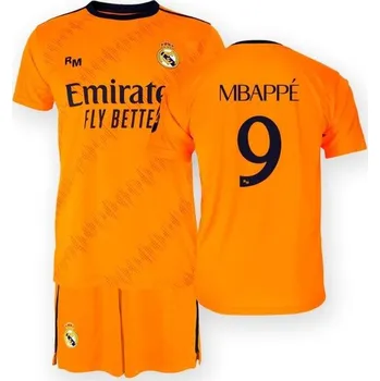REAL MADRID Real Madrid venkovní sada 24/25 – Mbappé – dětský fotbalový set 14 LET ORANŽOVÁ|ČERVENÁ
