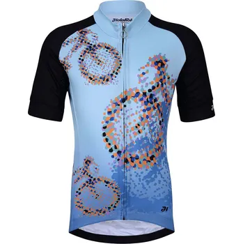 cyklistický dres HOLOKOLO Cyklistický dres s krátkým rukávem - BIKERS KIDS - černá/modrá XXS-115cm
