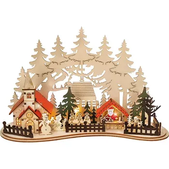 Vánoční osvětlení Solight LED vánoční městečko s kostelem, 30x19cm, 2x AAA