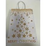 tianDe Dárková papírová taška zlatá "vánoční stromeček z hvězd" 15x8x21 cm