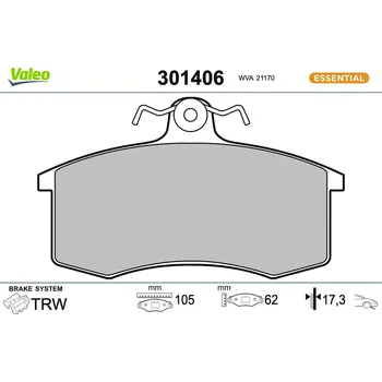 Brzdová destička Sada brzdových destiček, kotoučová brzda VALEO 301406