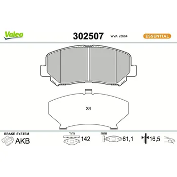 Brzdová destička Sada brzdových destiček, kotoučová brzda VALEO 302507
