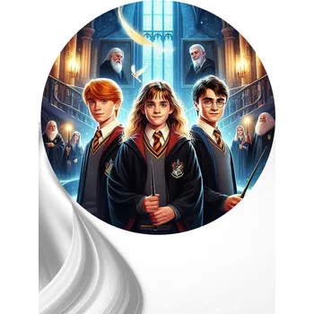 Jedlá dekorace na dort "Harry Potter 4" 20 cm (Fondánový list NEVYŘEZÁNO)