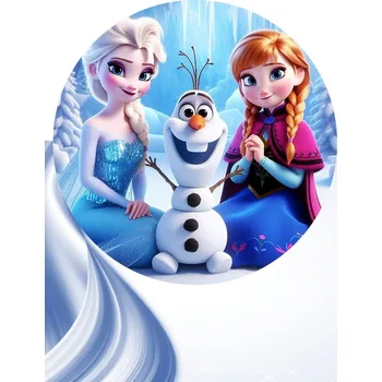 Jedlá dekorace na dort "Frozen 9" 20 cm (Fondánový list NEVYŘEZÁNO)