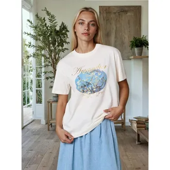 Dámské tričko Sinsay - Bavlněná košilka s potiskem - krémová - 003HB-01X - 003HB-01X-M