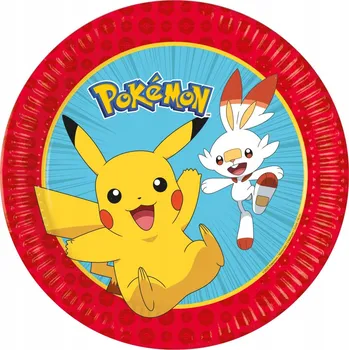 Talíř Papírové talířky Pokémon 23 cm, 8 ks, Narozeniny
