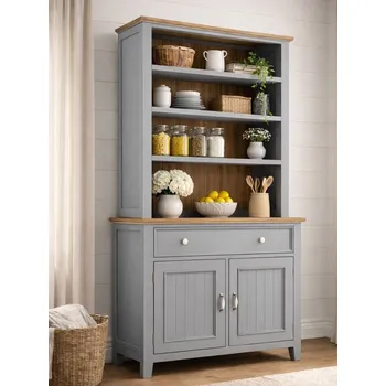 Komoda Kredenc PROVENCE R4P z masivu šedomodrý Barevné provedení: Šedomodrá, Provedení: SLIM - šuplíky bez pojezdů