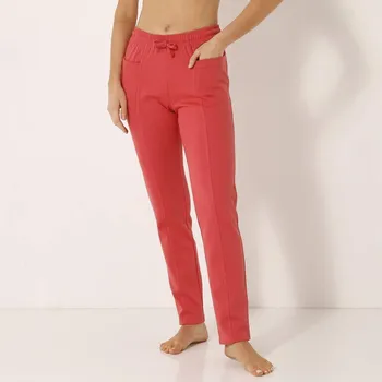 Dámské kalhoty Jednobarevné moltonové dlouhé kalhoty korálová 46/48