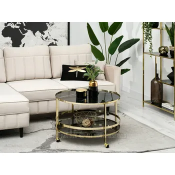 Konferenční stolek Konferenční stolek Mebel-Partner kulatý 80 x 80 x 51 cm černý, zlatý