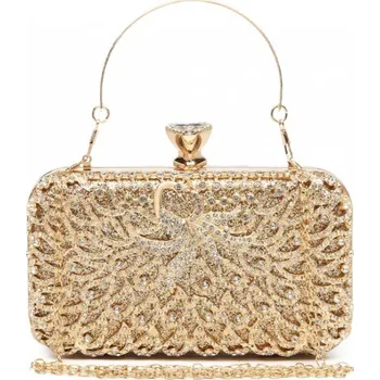 Kabelka Miss Lulu společenská kamínková kabelka Diamonds - zlatá S2227-GD