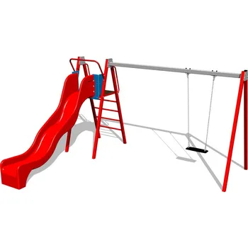 Hra na zahradu Playground System Řetězová houpačka se skluzavkou celokovová - B (v.p. 1,5 m)