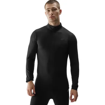 Pánská mikina Pánská zateplená lyžařská mikina s 1/2 zipem 4F-BRUSHED UNDERWEAR-AW23UBRUM035-20S-DEEP BLACK Černá L