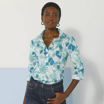 Dámská košile Košile s akvarelovým potiskem bílá/blankytně modrá 46