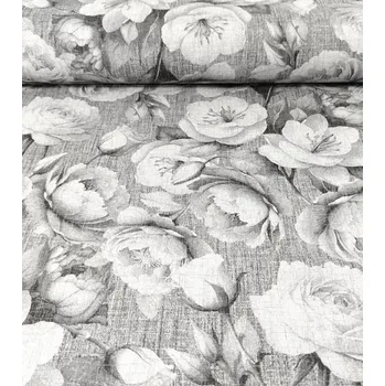 Loneta dekorační látka růže Cortona šedé | RTex