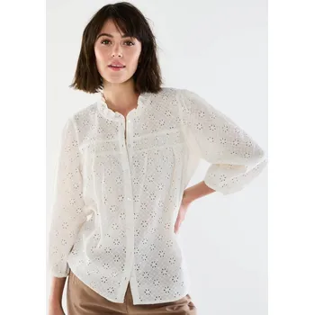 Dámská halenka Madeirová halenka s volánkem a 3/4 rukávy režná 42