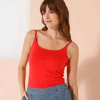 Top s úzkými ramínky, z bio bavlny červená 52