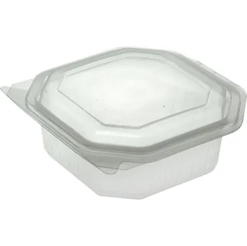 Jednorázové nádobí Miska PP s víčkem 375ml octobox transparentní - 300 ks