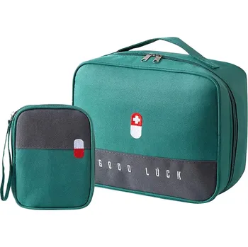Lékárnička Organizér do cestovní lékárničky 2 ks, zelenošedý, voděodolná tkanina, rozměry 25x20x13.5 cm a 14x11x2 cm