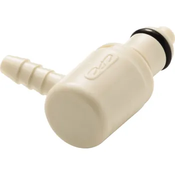 CPC hadicová spojka NW 3,2, PP, pro hadici Ø 6,4 mm, samčí díl – úhlový nátrubek s ventilem (5 ks)