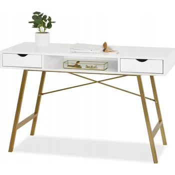 Psací stůl Obdélníkový psací stůl Mebel-Partner 120 x 48 x 77 cm bílý, zlatý