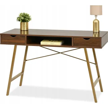 Psací stůl Obdélníkový psací stůl Mebel-Partner 120 x 48 x 77 cm ořech, zlatý