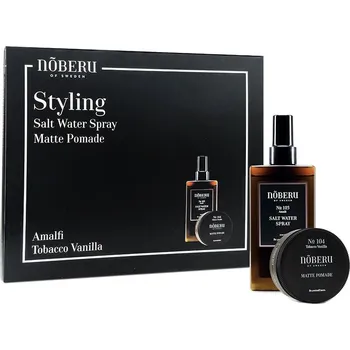 Dárková krabička NOBERU OF SWEDEN Dárková sada pro muže na styling vlasů NOBERU Salt water spray & Matte pomade
