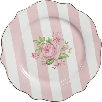 Talíř Bílo-růžový dezertní talíř s růžičkami Sweet Roses II - Ø 20*2 cm