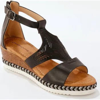 Dámské sandále Perforované sandály na lýkovém klínku černá 39