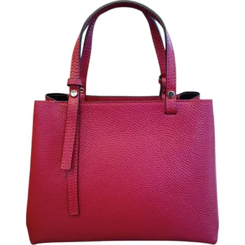 Kabelka Vera Pelle dámská střední kožená kabelka červená 2260- ČERVENÁ ,ZLATÉ KOVÁNÍ